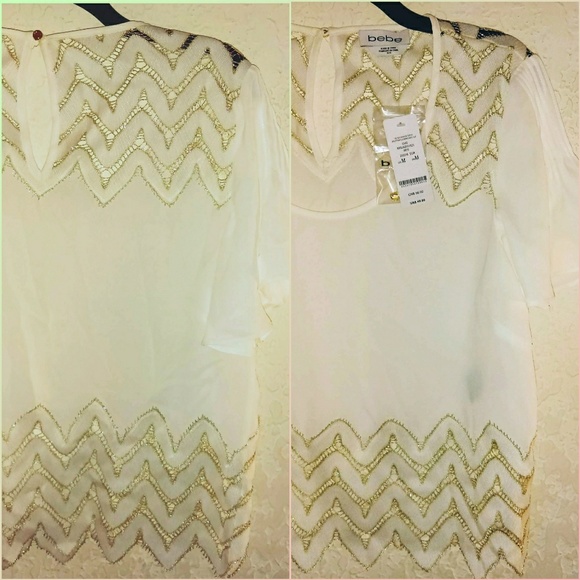 Bebe brand 1/2 Sleeve Chiffon Blouse - Picture 3 of 3